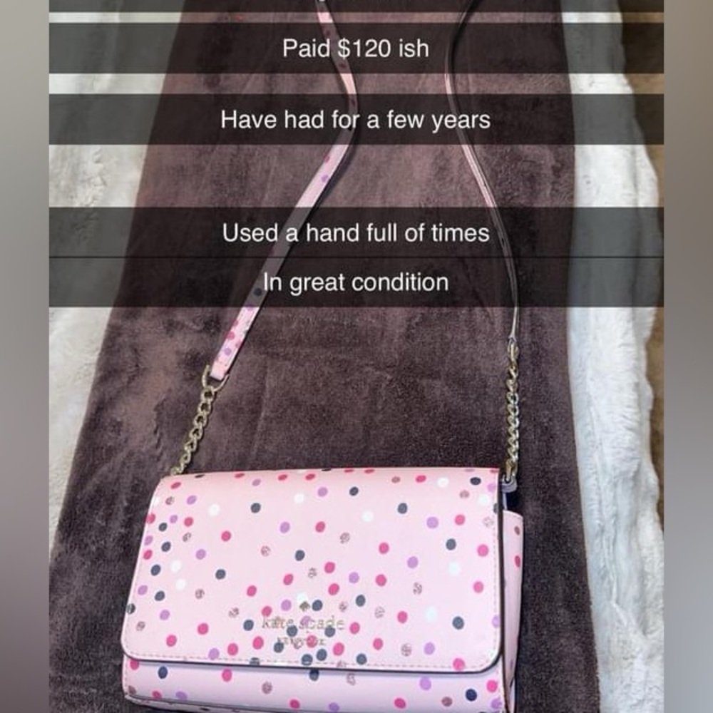 Pink polka dotted Kate Spade crossbody bag